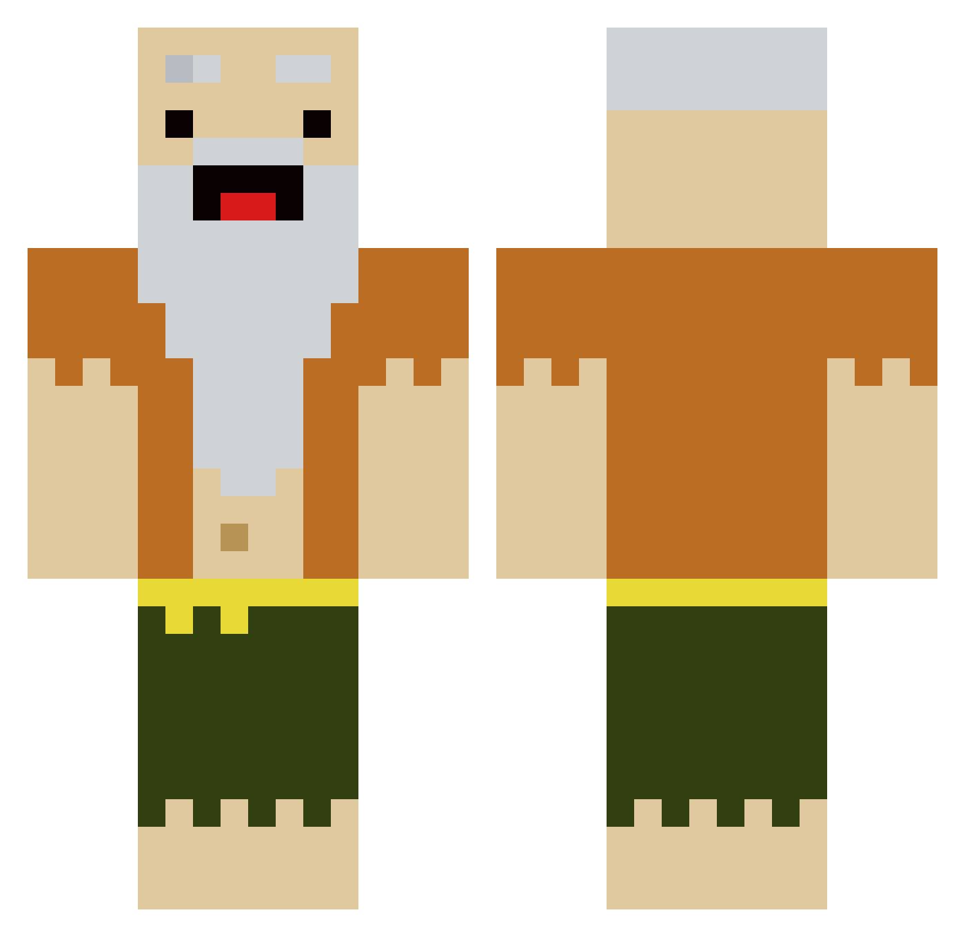 Gus12070304 Minecraft skin, front and back view