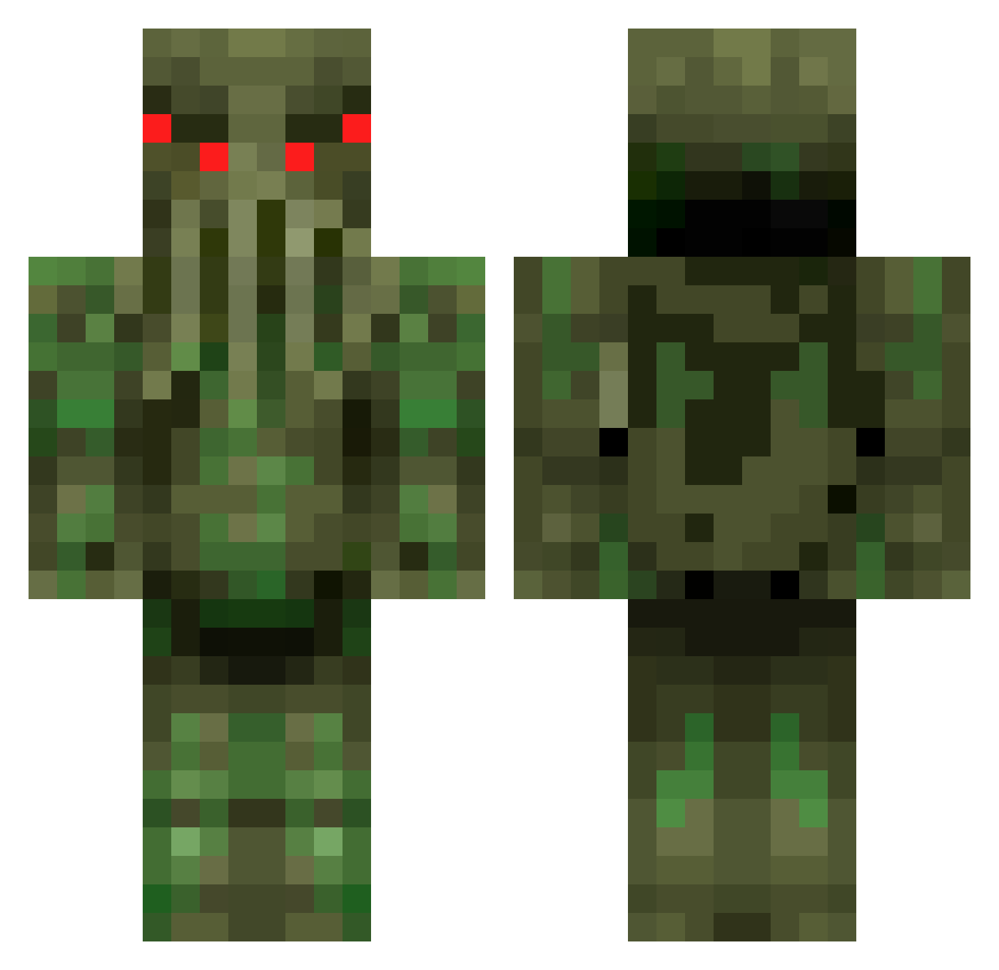 RiffRaff Minecraft skin, front and back view