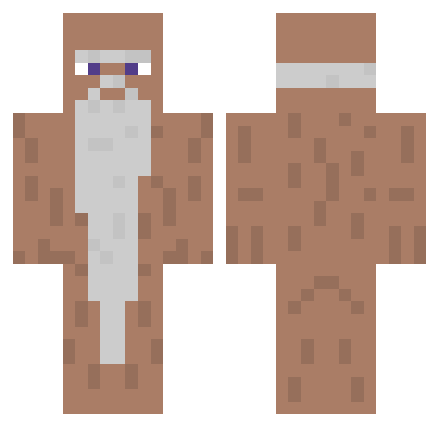 Emitted Minecraft skin, front and back view