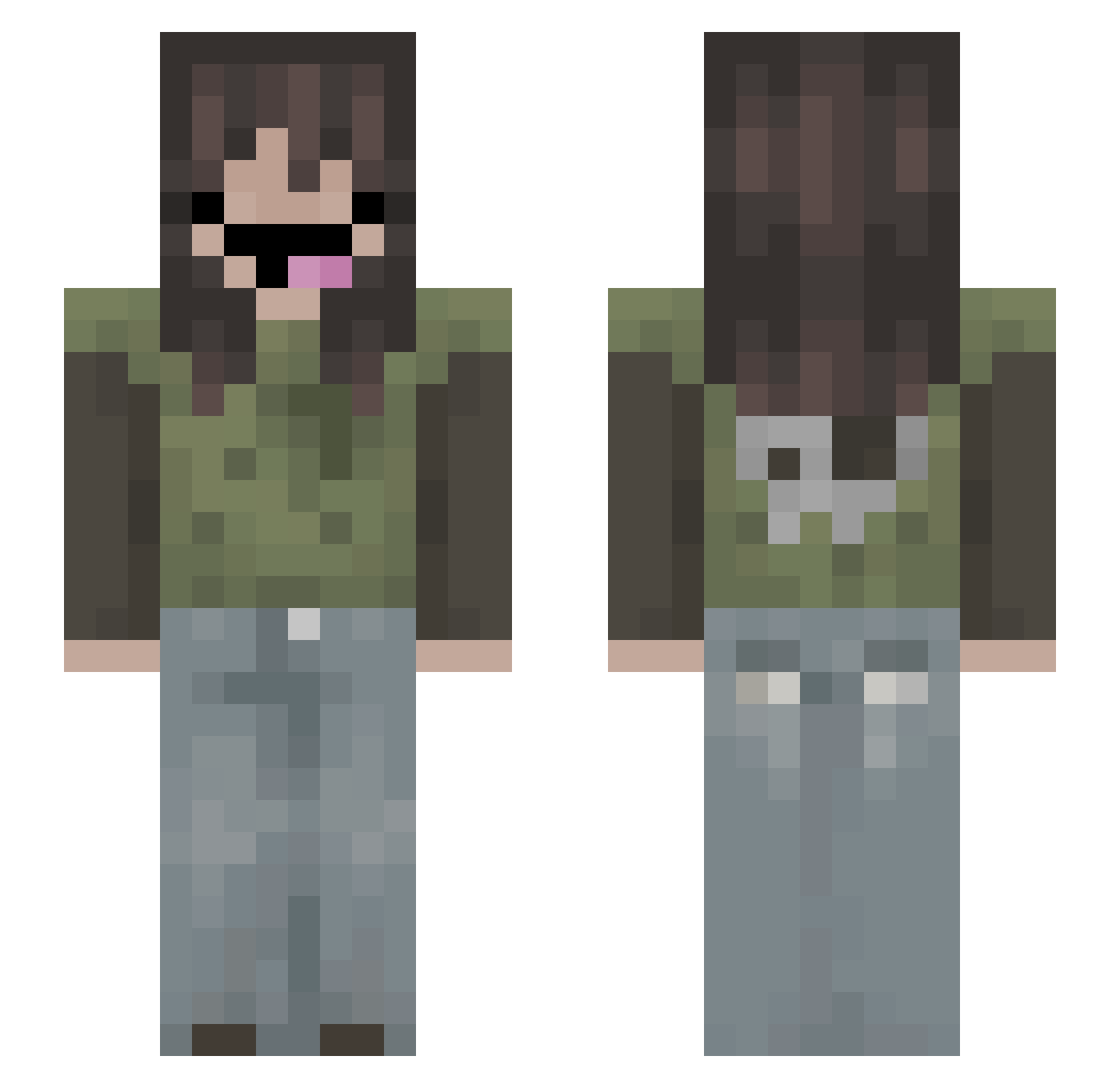 RoseDMF Minecraft skin, front and back view