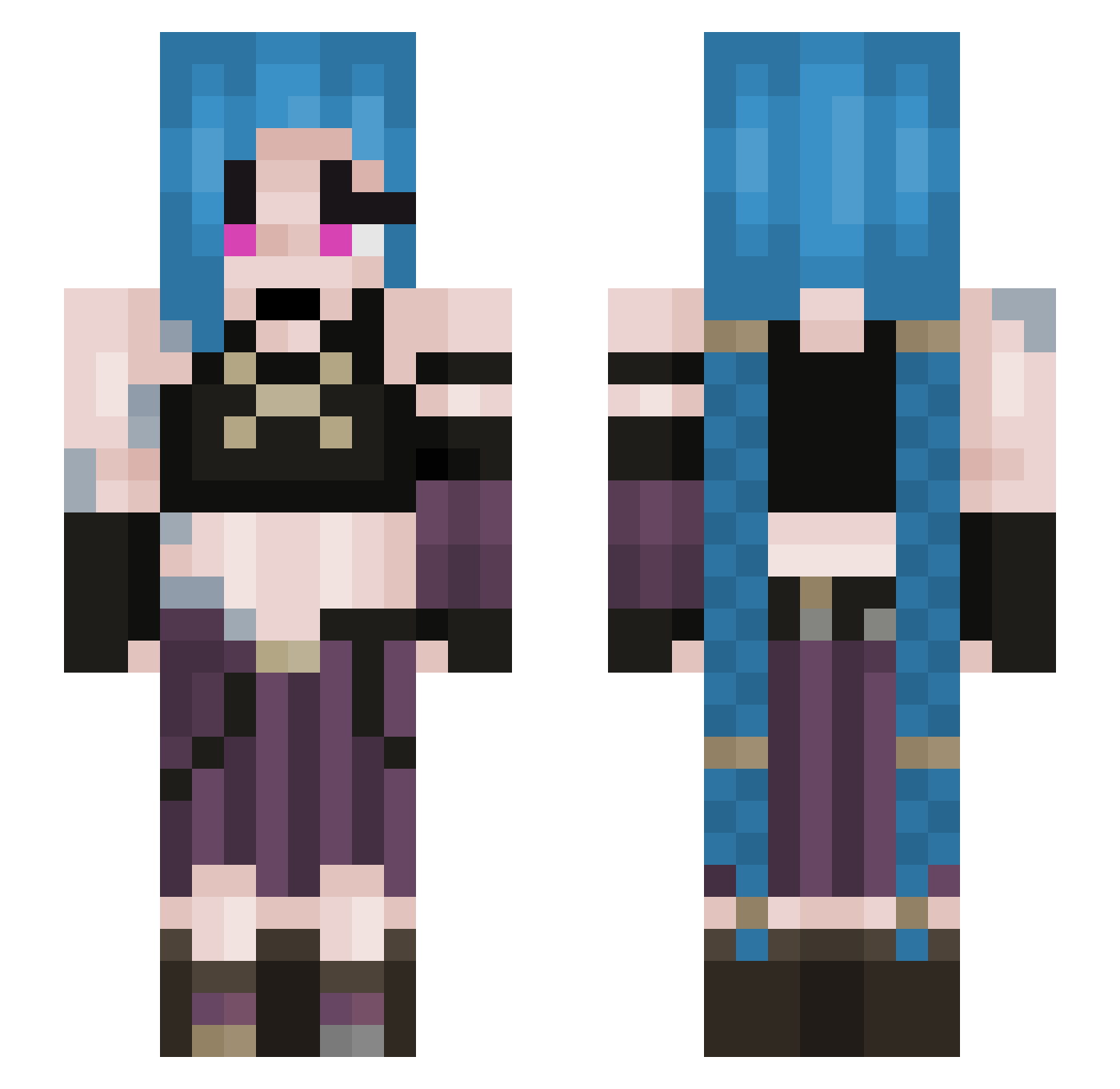 nicolvry Minecraft skin, front and back view