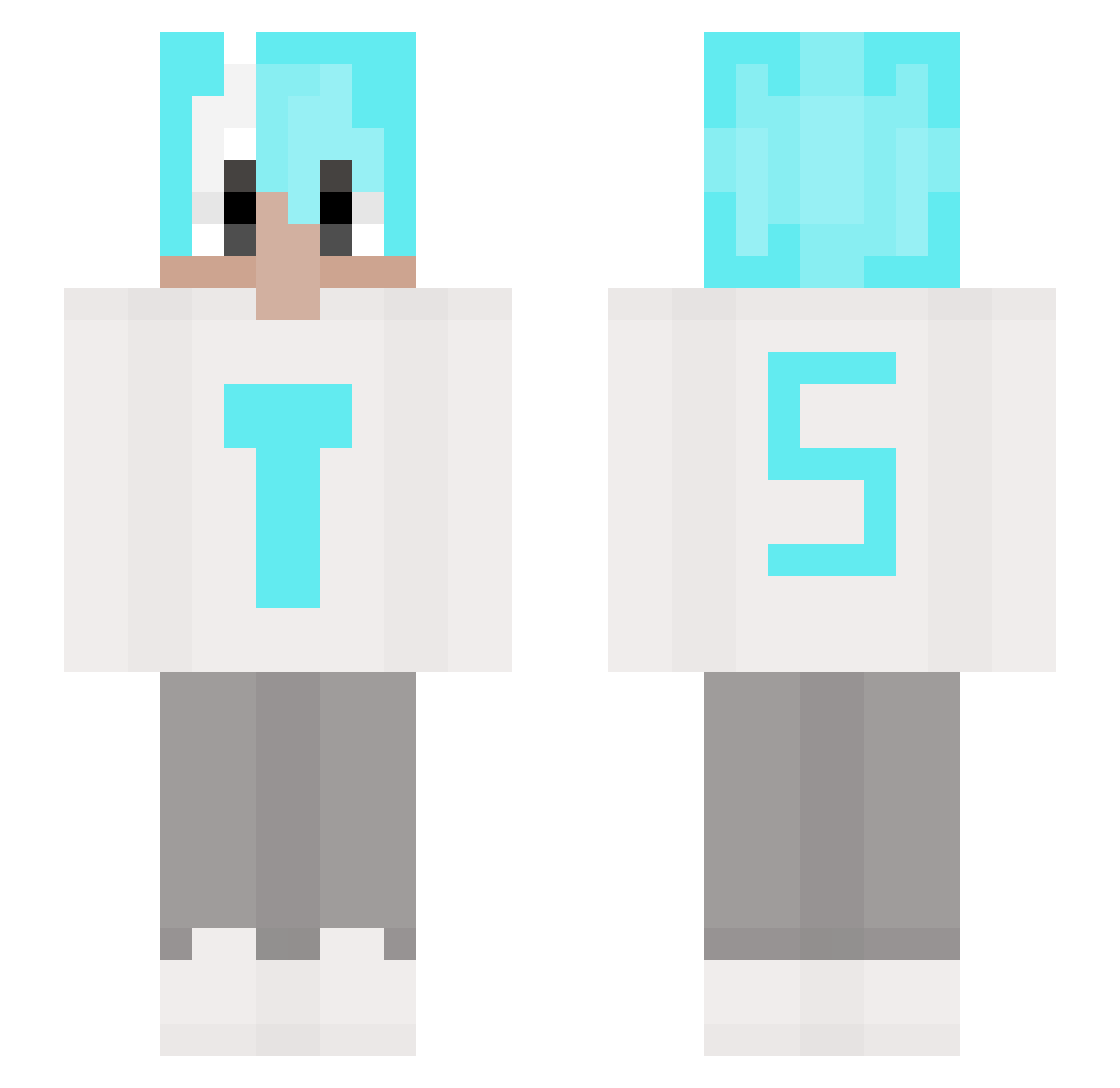 Tesla0309 Minecraft skin, front and back view