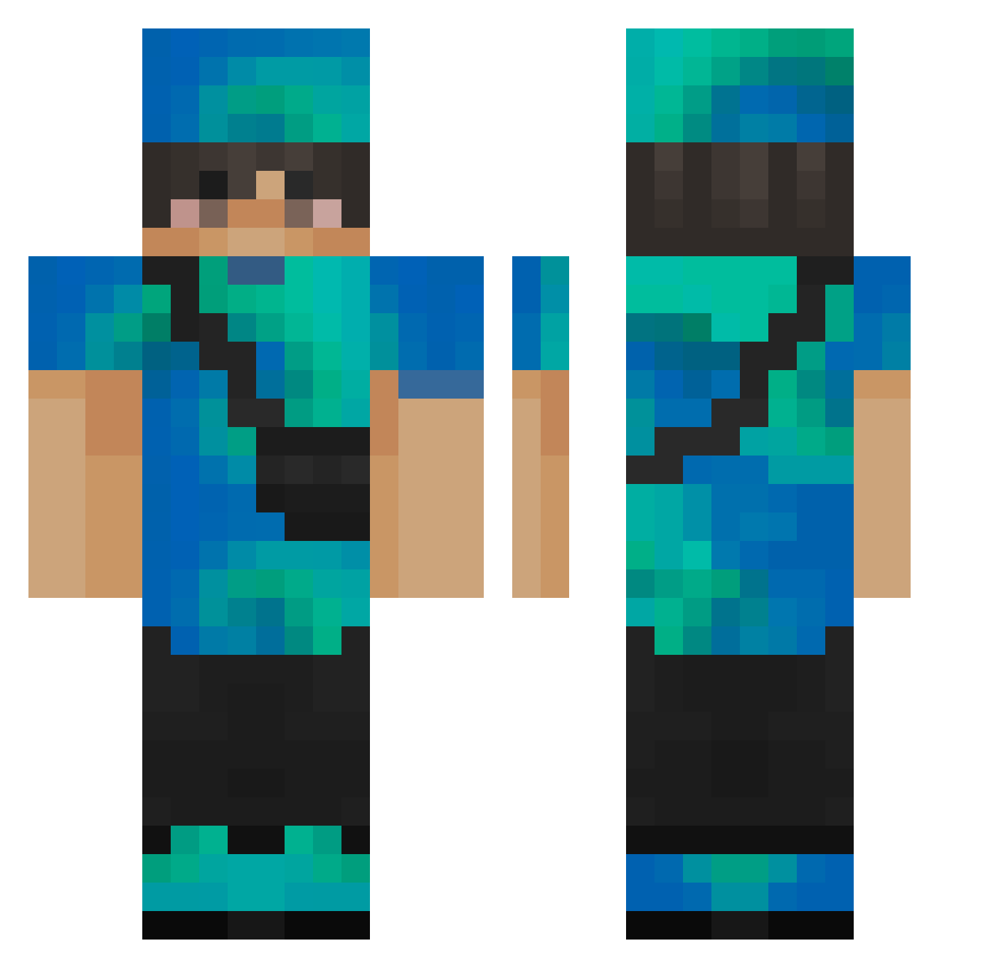 Elegander Minecraft skin, front and back view