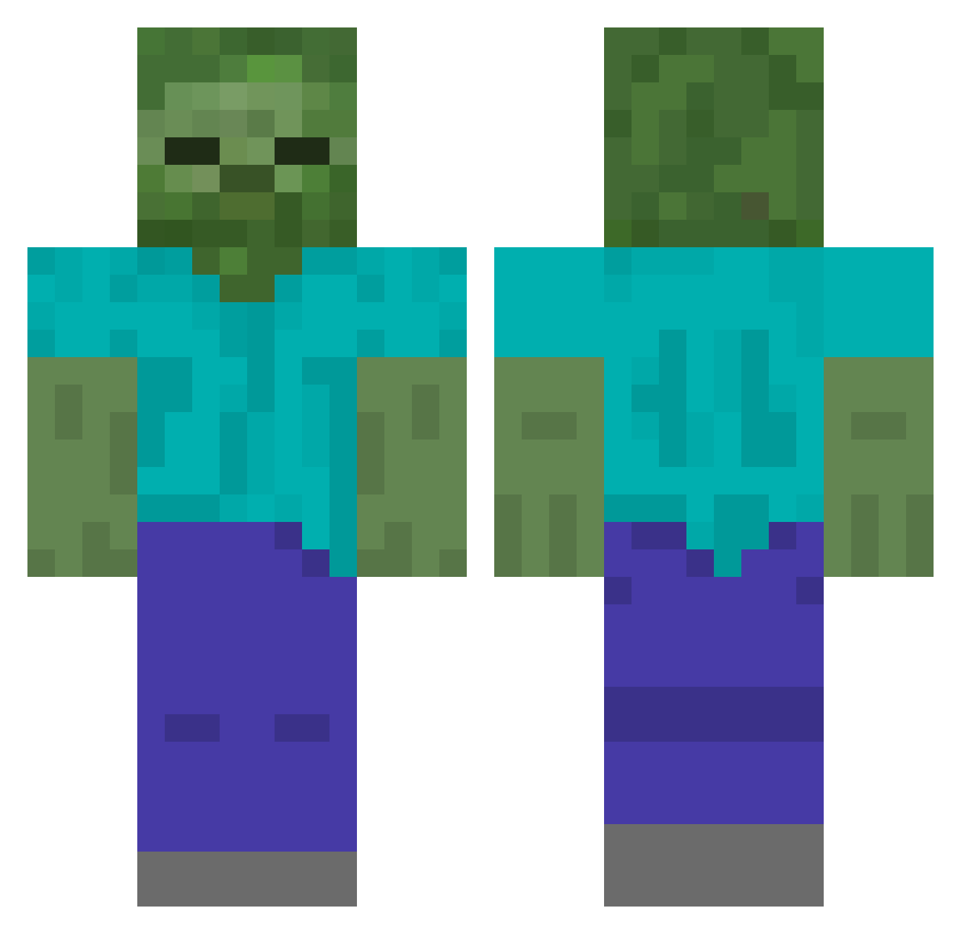 CreeperVeil Minecraft skin, front and back view