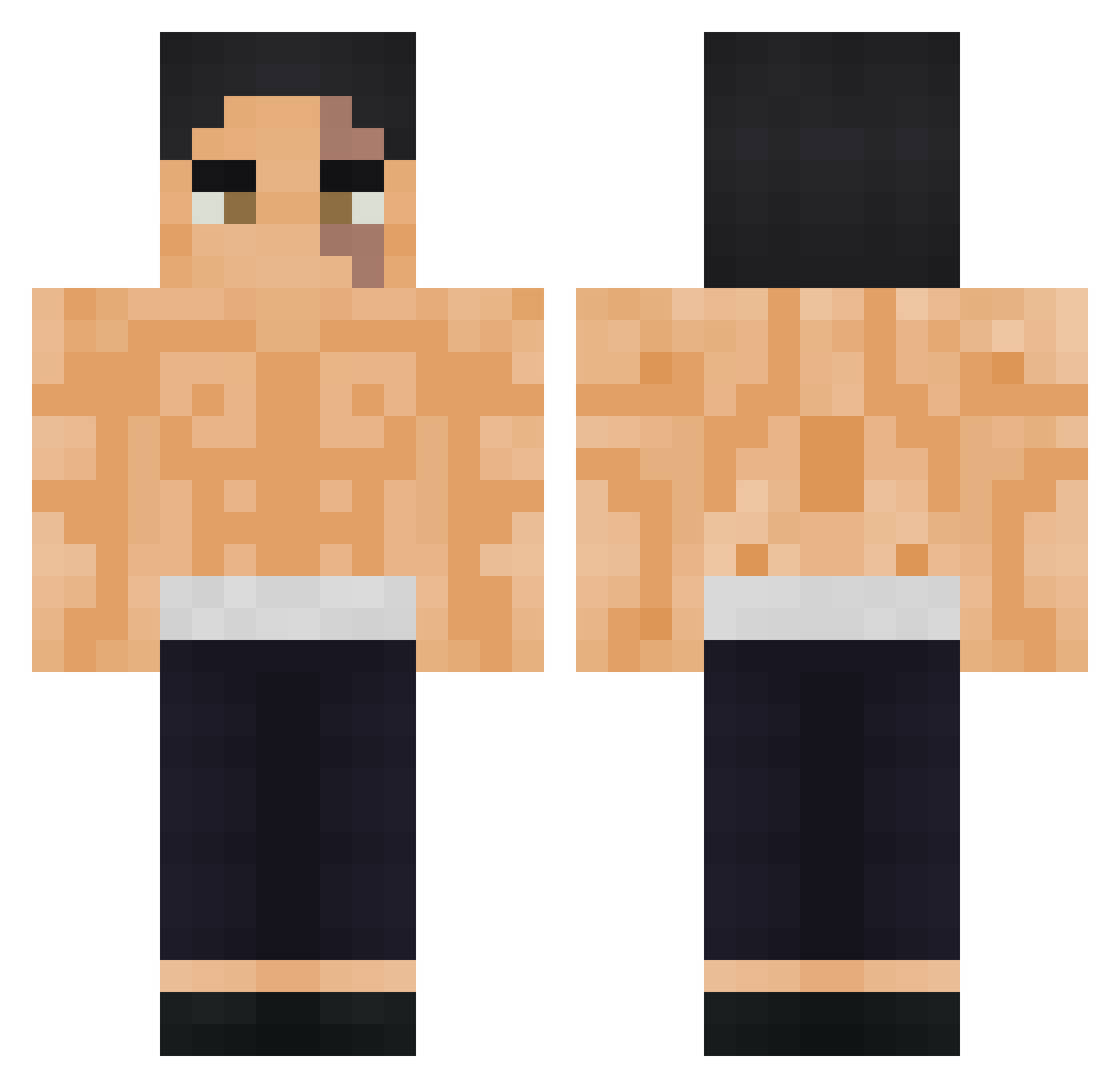 Robogavinator Minecraft skin, front and back view
