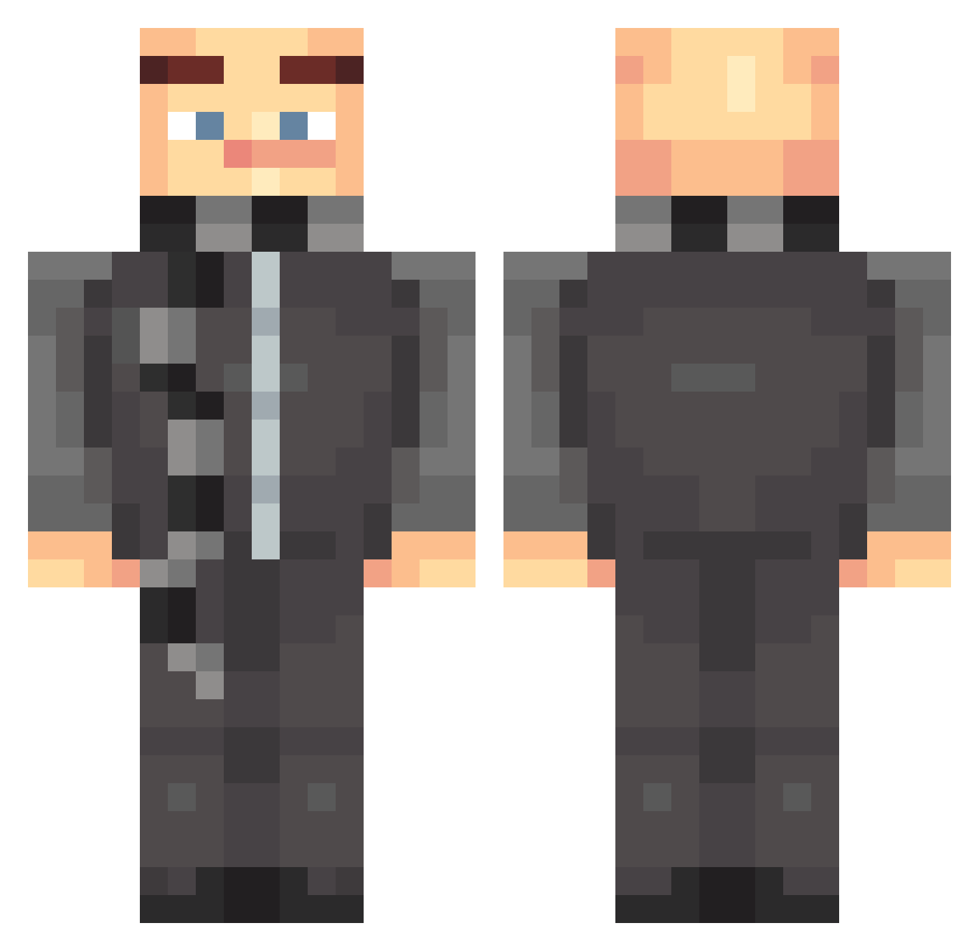 Visquir Minecraft skin, front and back view