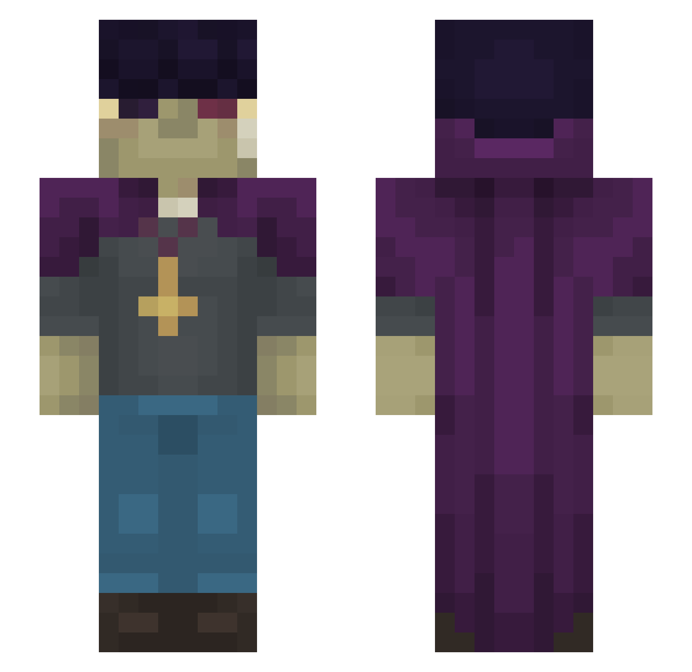 alenouk Minecraft skin, front and back view