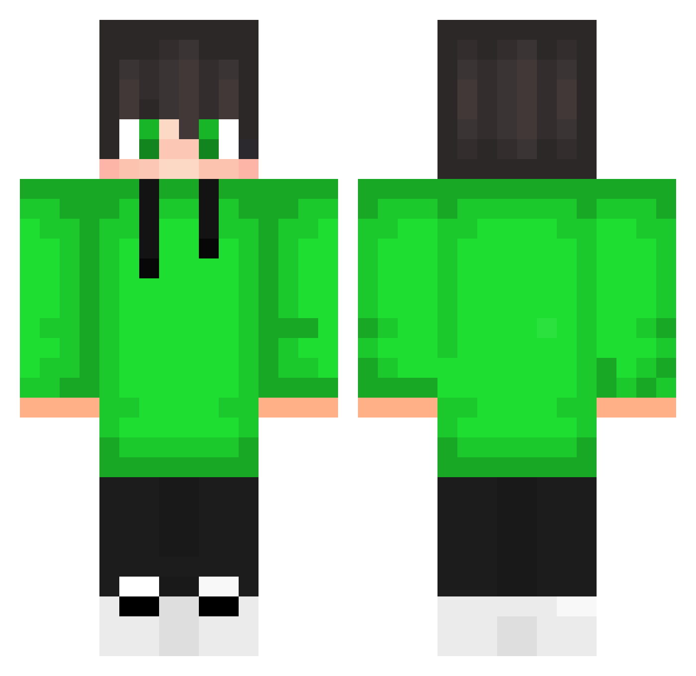 ToxiKinho Minecraft skin, front and back view