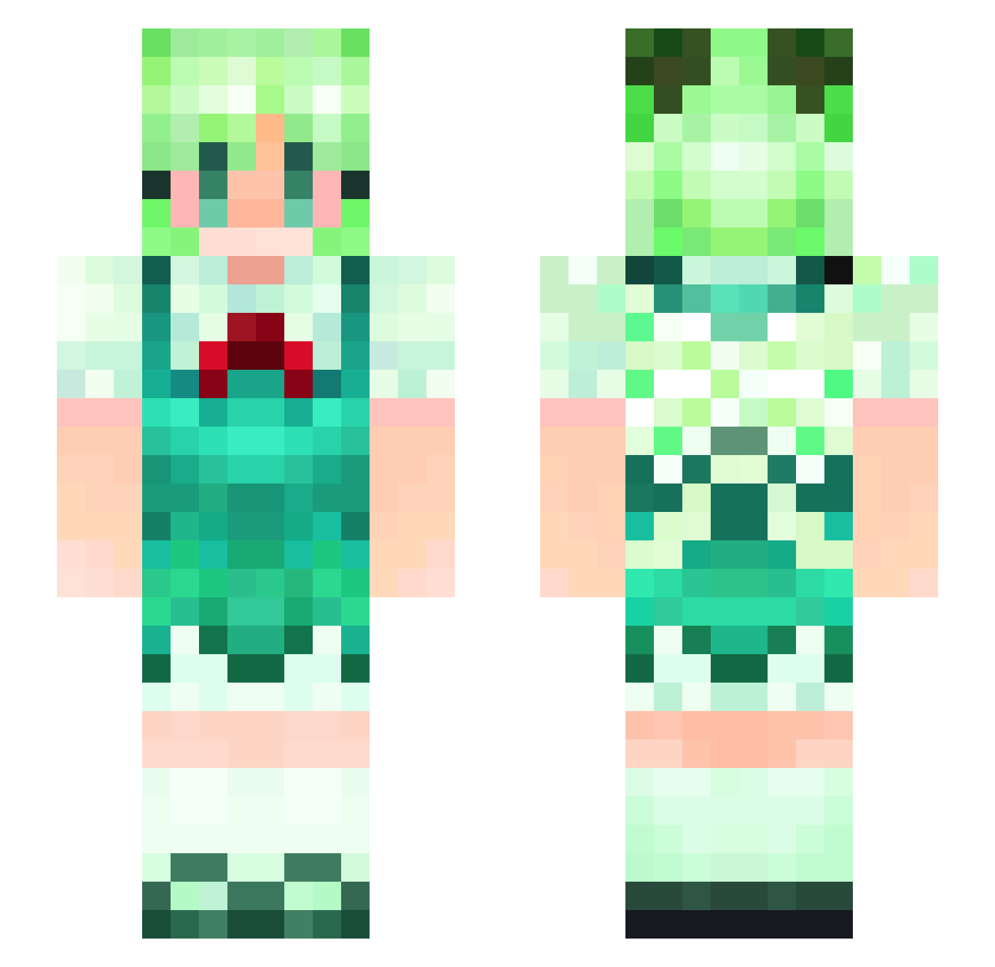 weed_cirno Minecraft skin, front and back view