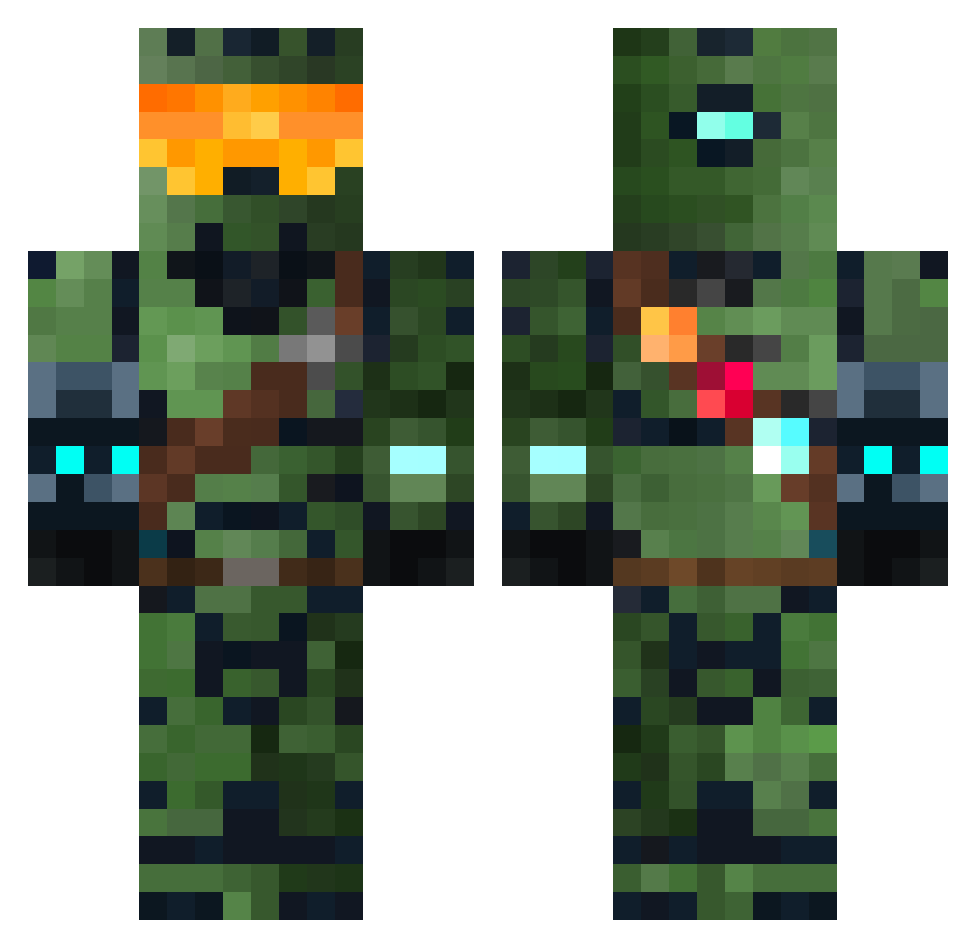 Smooky182 Minecraft skin, front and back view