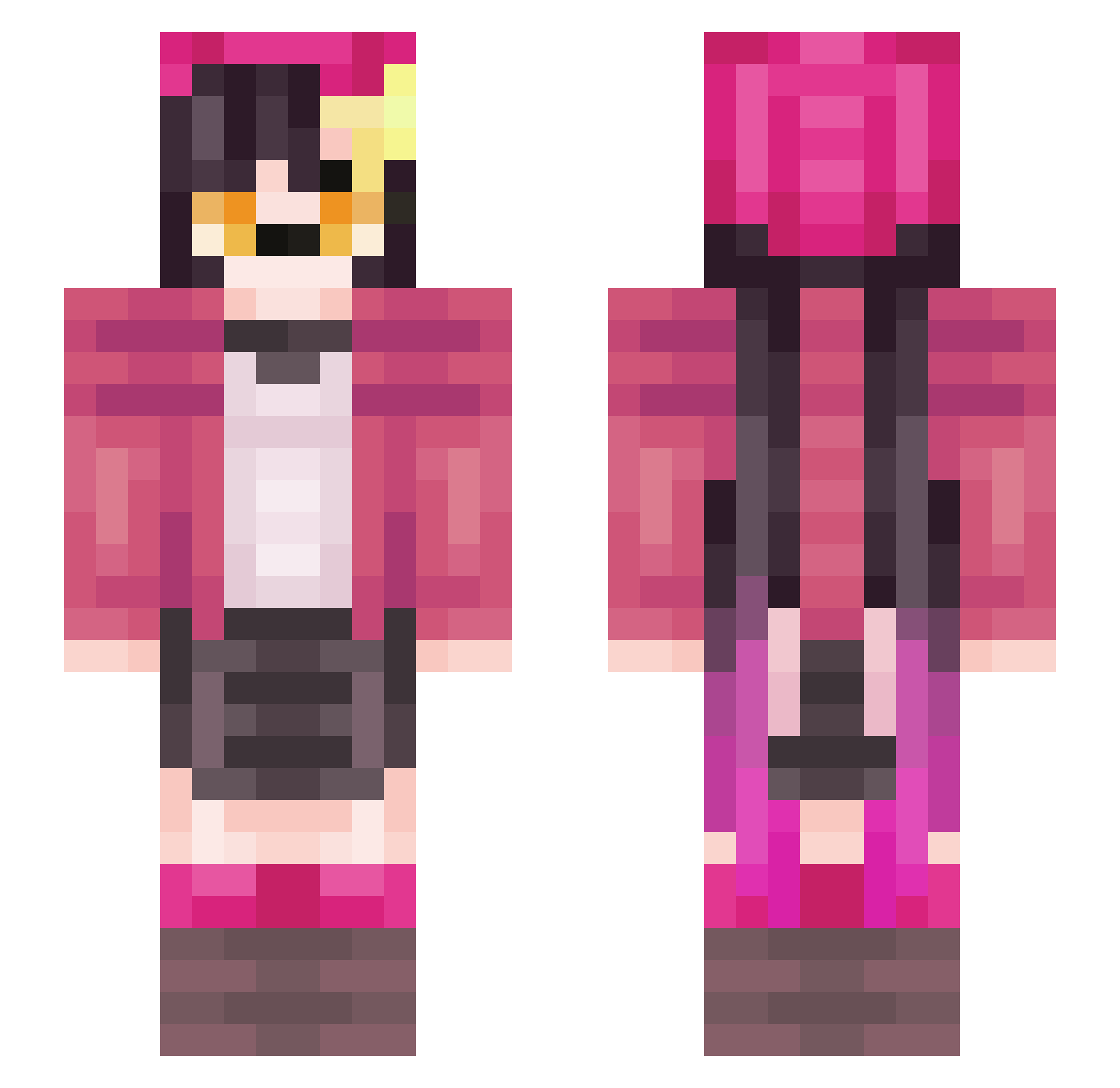rnaway Minecraft skin, front and back view