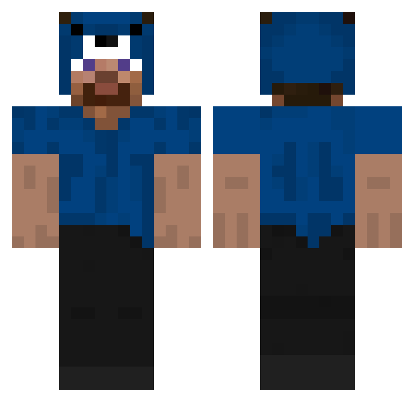 N3LM Minecraft skin, front and back view