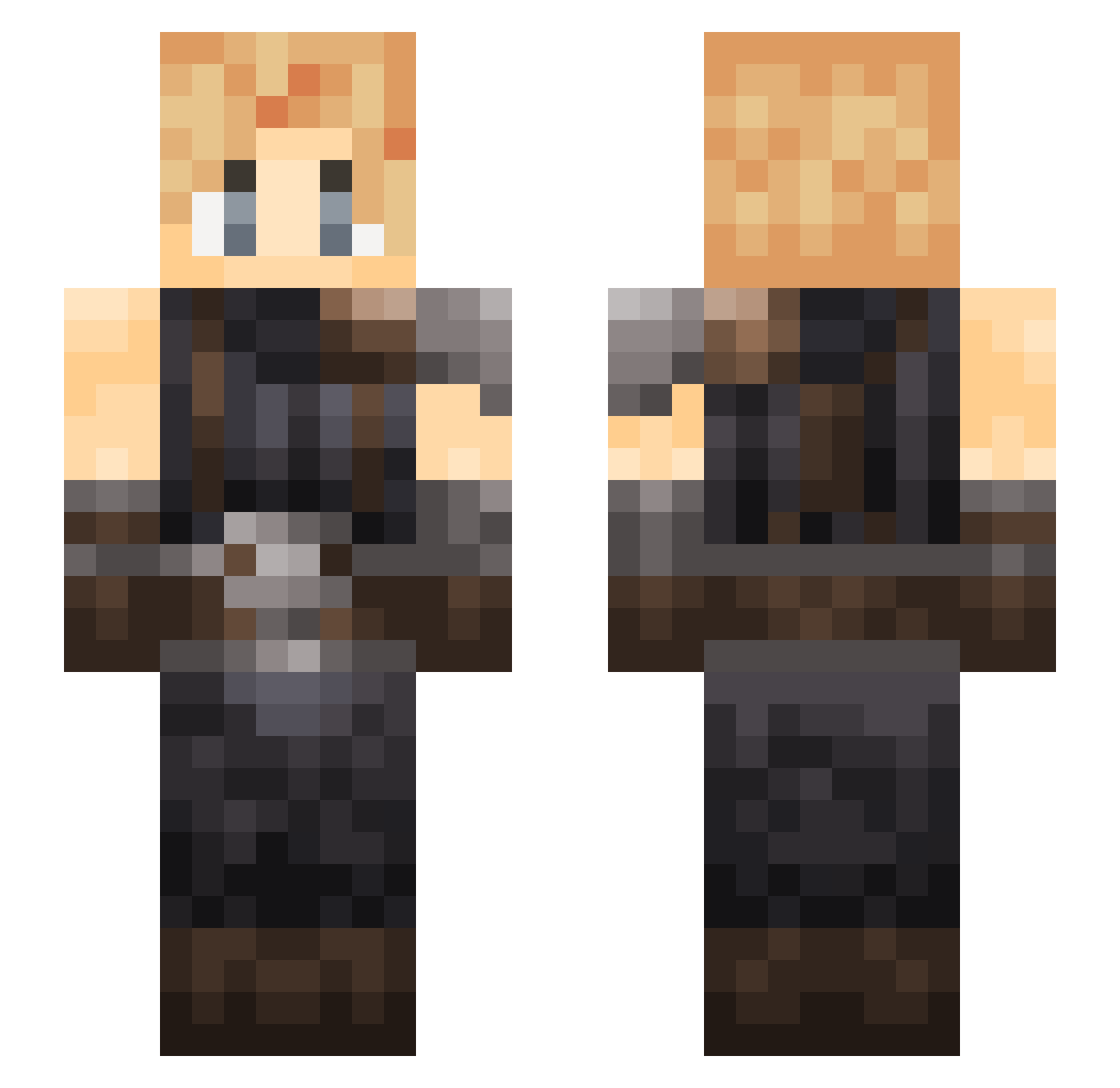 mukumop Minecraft skin, front and back view