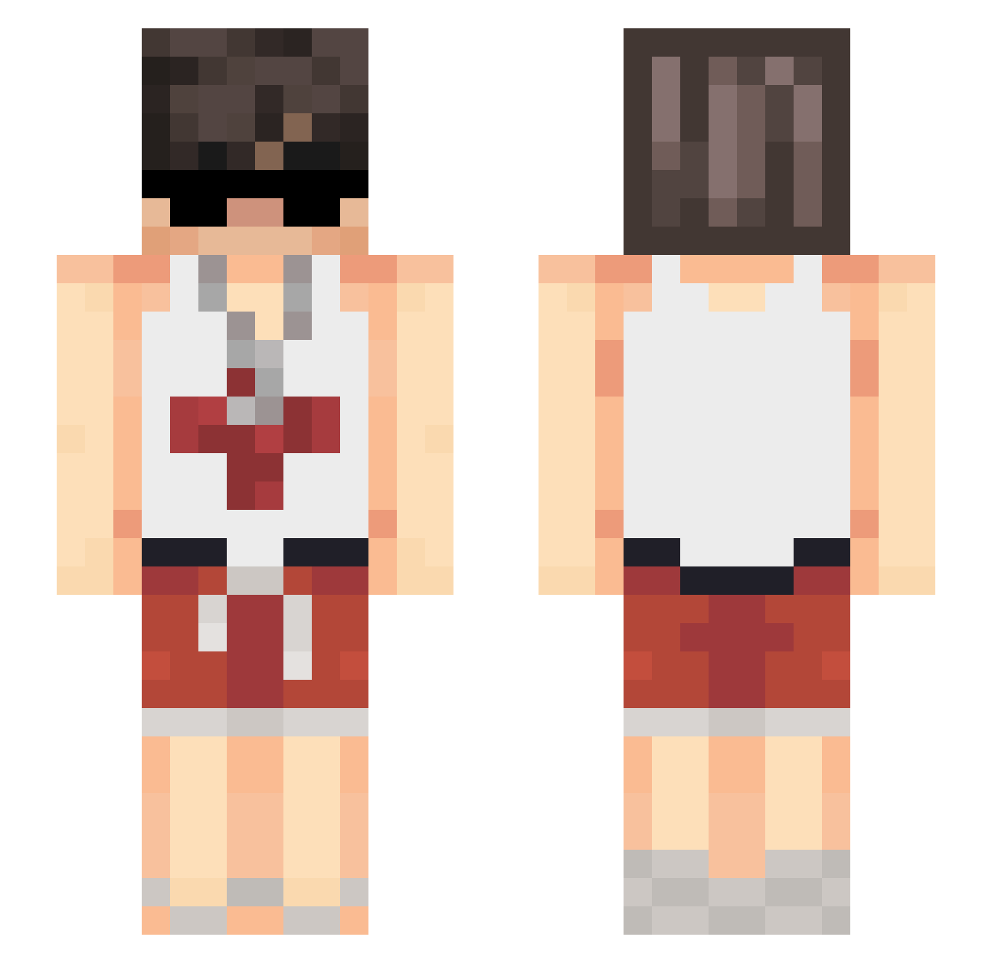 Unshaped Minecraft skin, front and back view