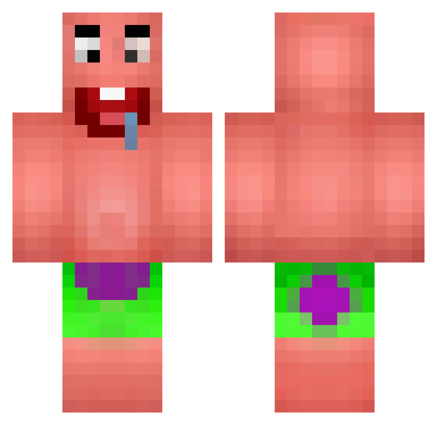 RogueTonTon Minecraft skin, front and back view