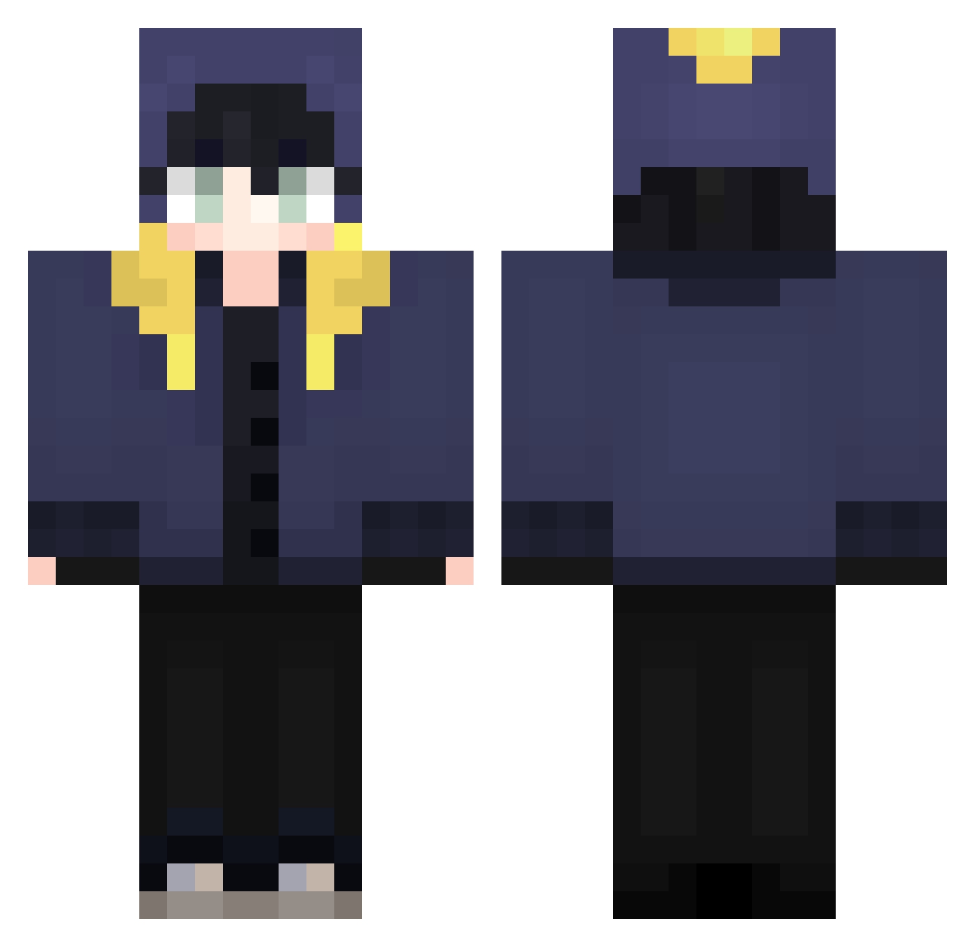 LavaFredda Minecraft skin, front and back view