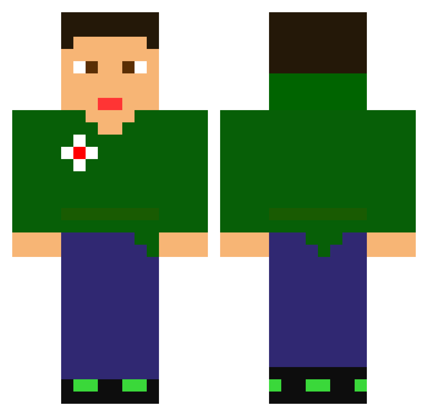 Retain Minecraft skin, front and back view