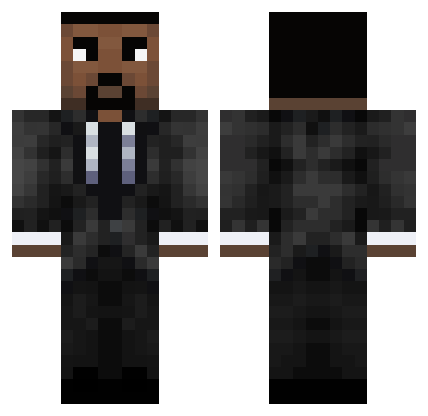Elechitman Minecraft skin, front and back view