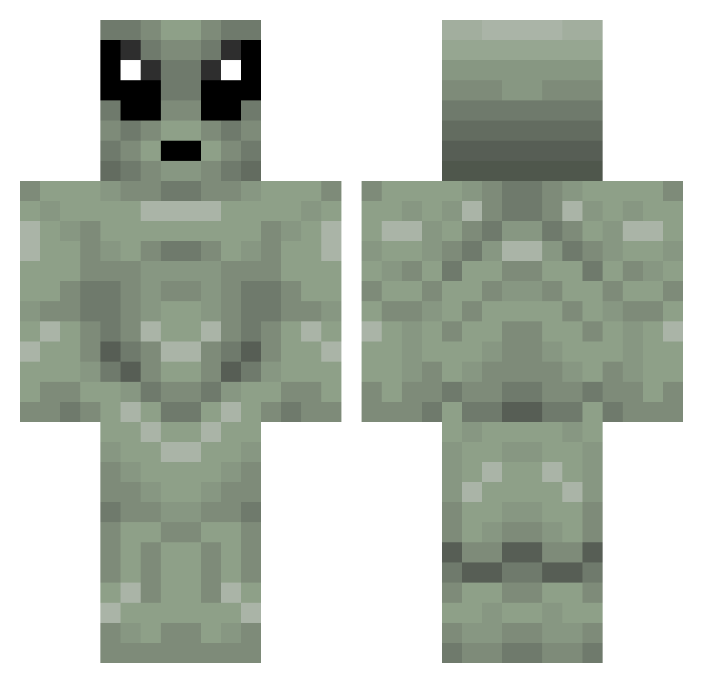 Phabzilla Minecraft skin, front and back view