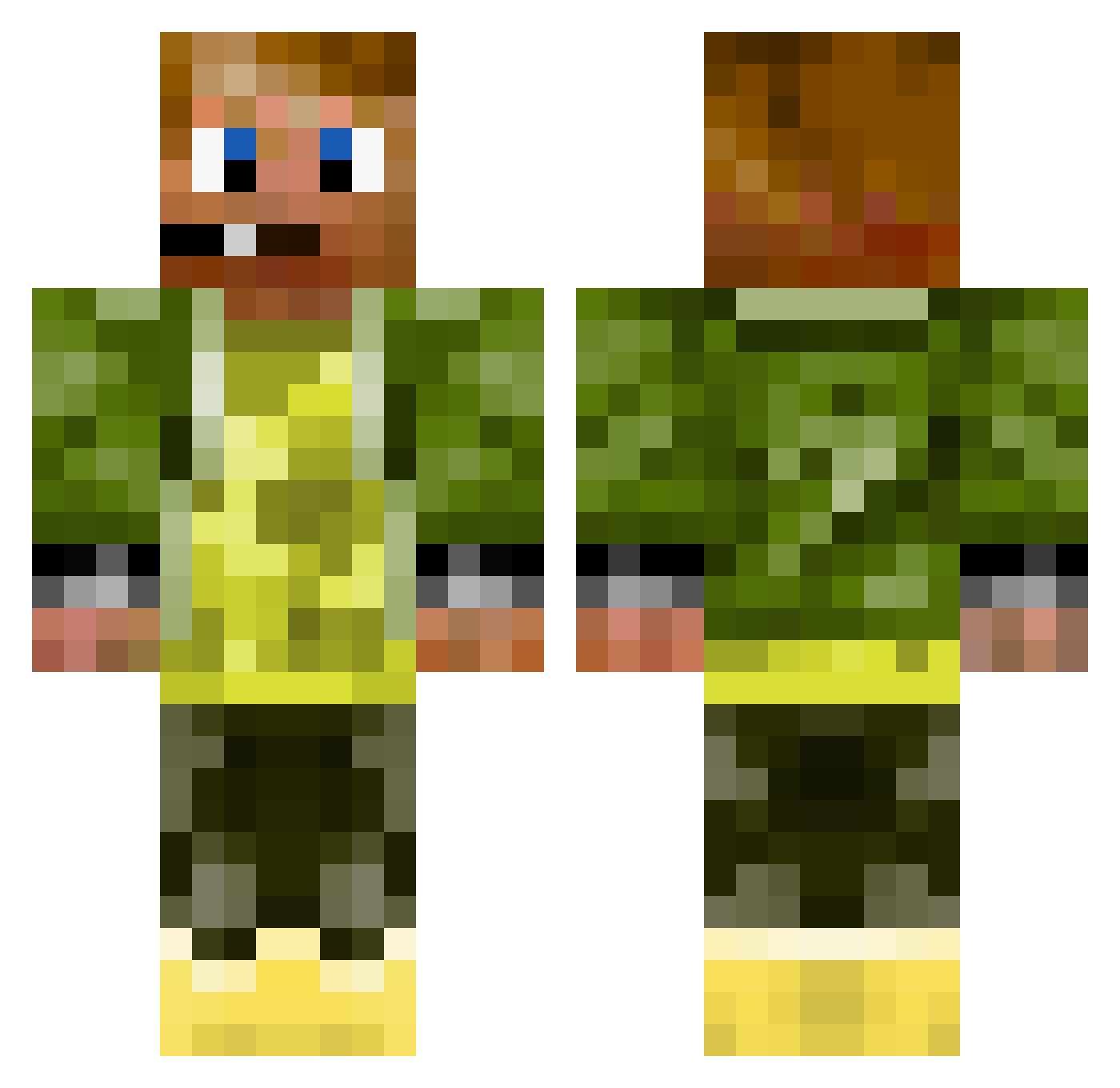 Phyhigh Minecraft skin, front and back view