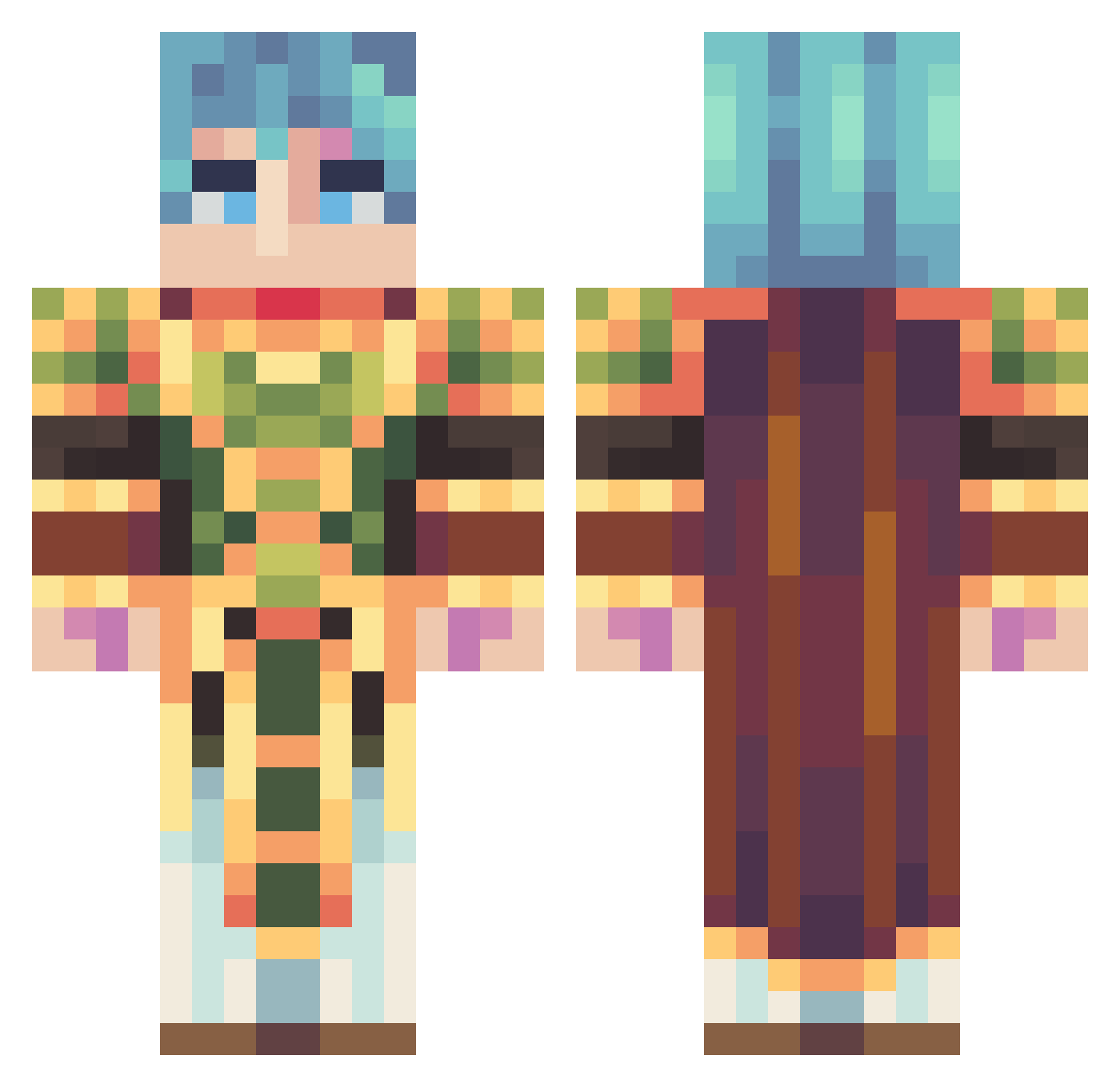 Shmosy Minecraft skin, front and back view
