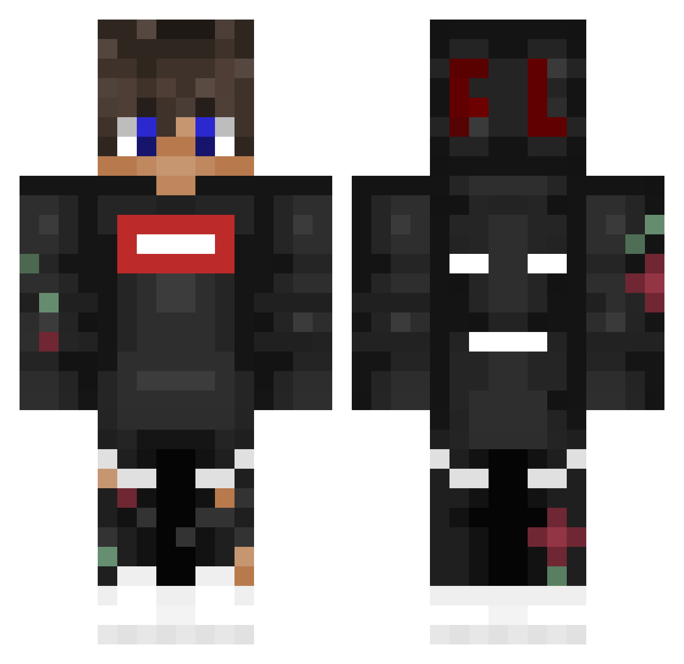 NeoxFake Minecraft skin, front and back view