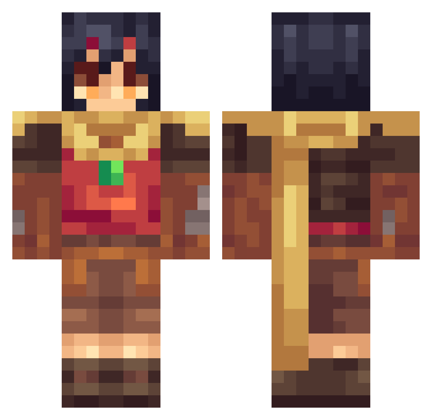Nacue Minecraft skin, front and back view