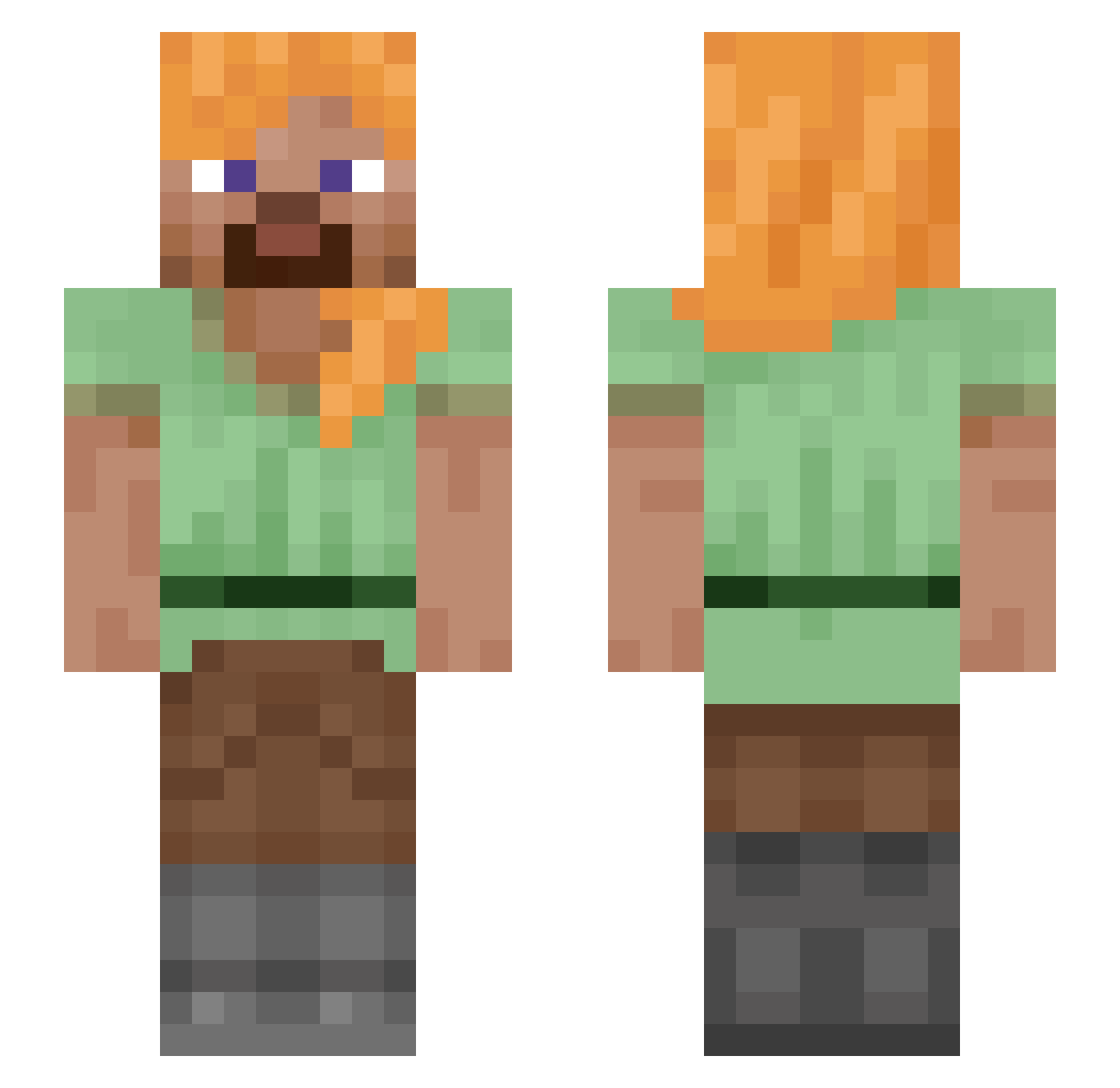 TuBi_B Minecraft skin, front and back view