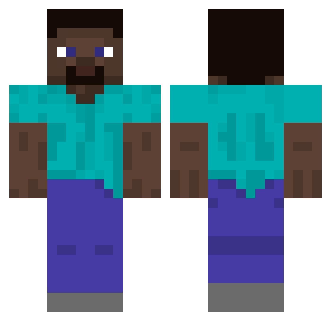 sherpak Minecraft skin, front and back view