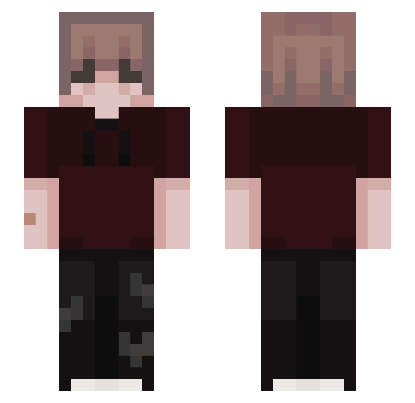 Unswervable Minecraft skin, front and back view