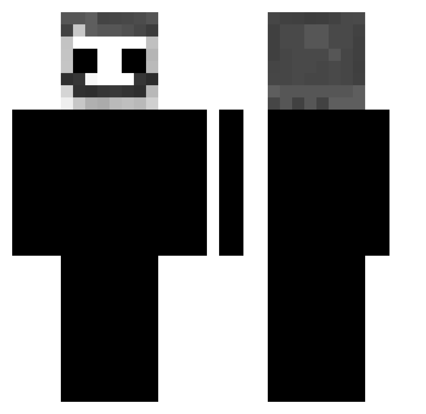 Scranning Minecraft skin, front and back view