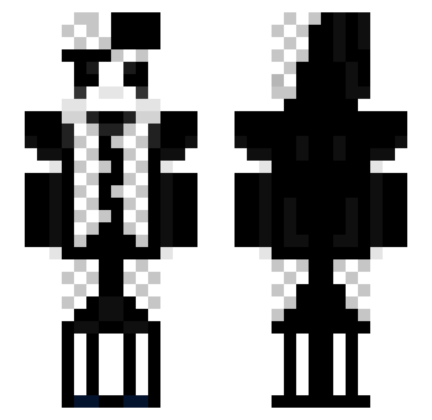rustedette Minecraft skin, front and back view
