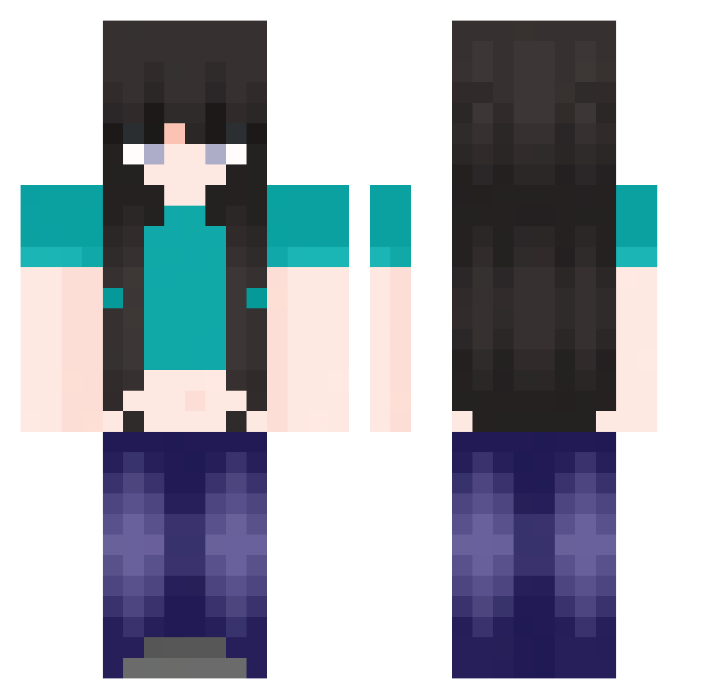 Rarity12 Minecraft skin, front and back view