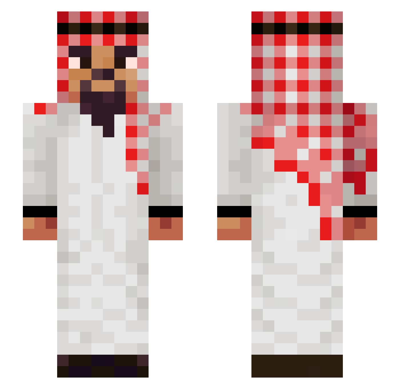 BlockCorder Minecraft skin, front and back view
