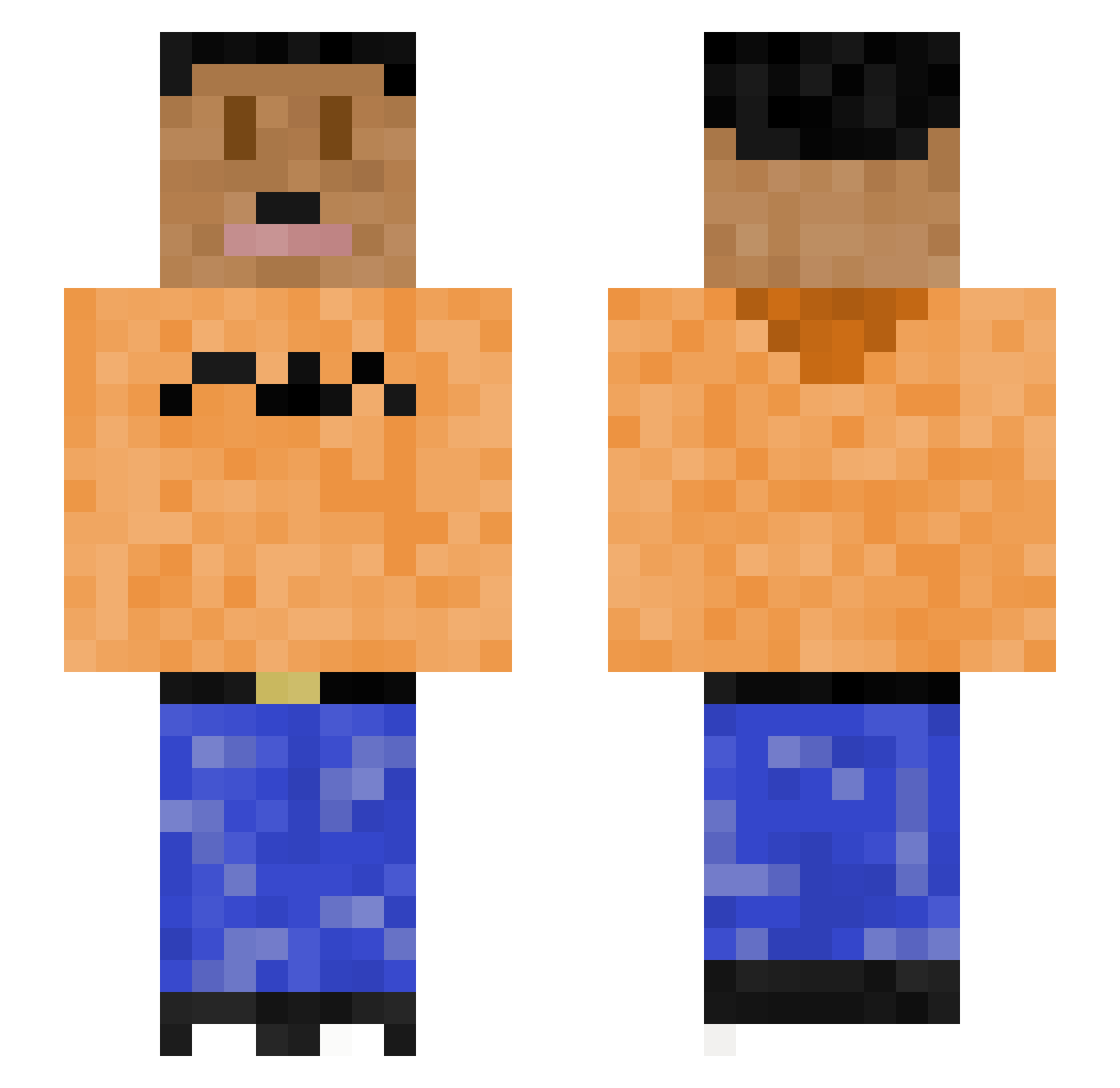 Tiancekk Minecraft skin, front and back view