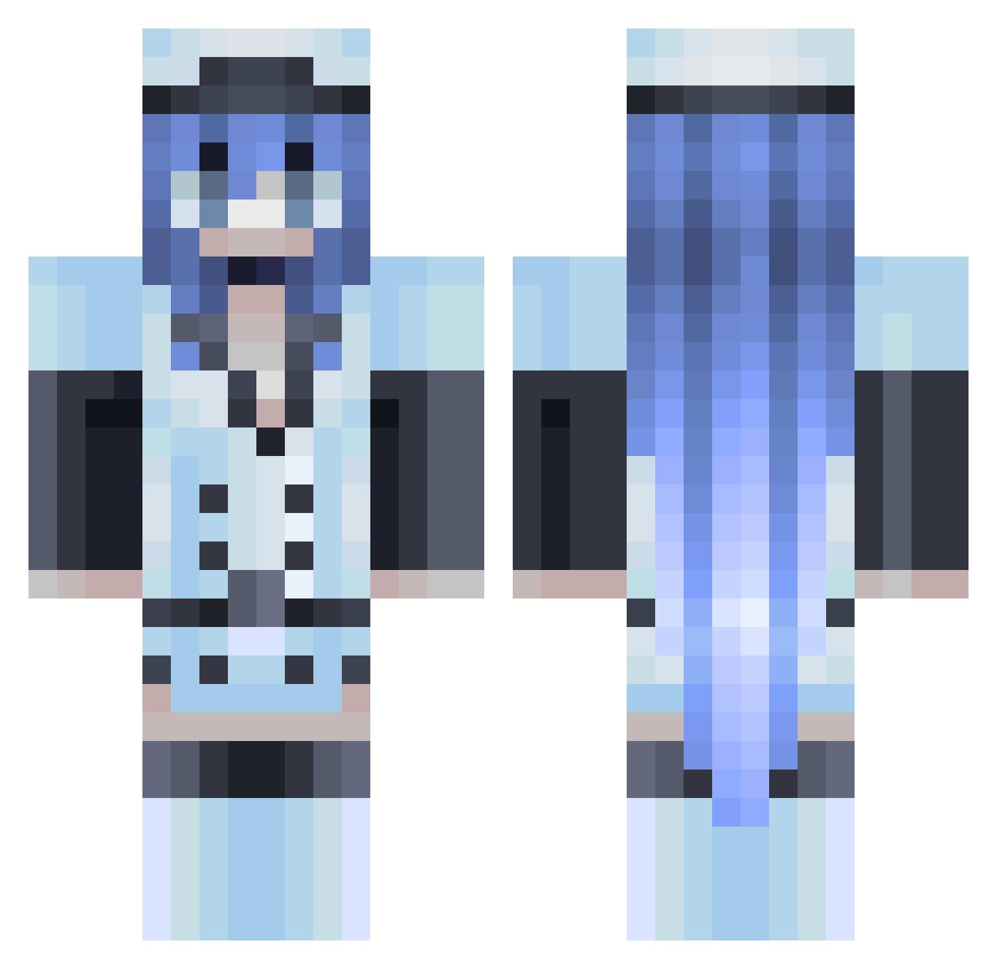 Leftt0enail Minecraft skin, front and back view
