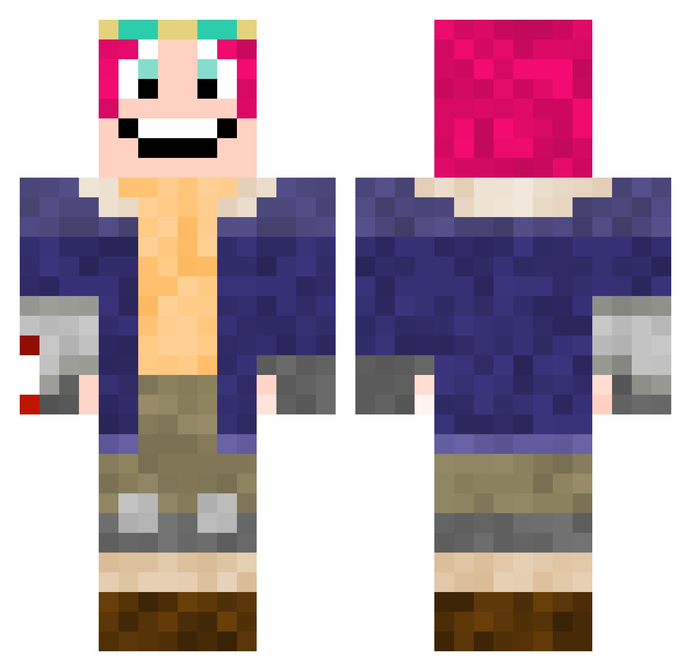 Miner_Geek Minecraft skin, front and back view