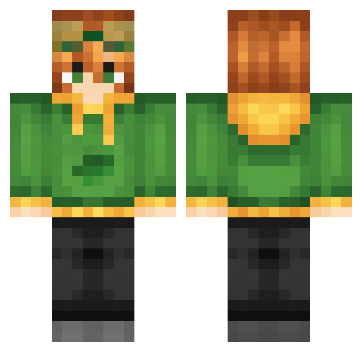 yukiime Minecraft skin, front and back view