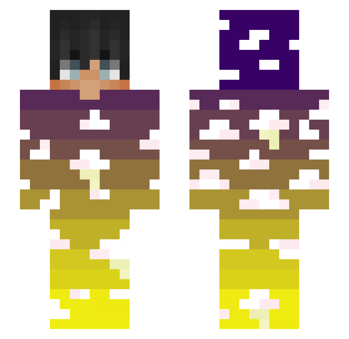 Zorueth Minecraft skin, front and back view