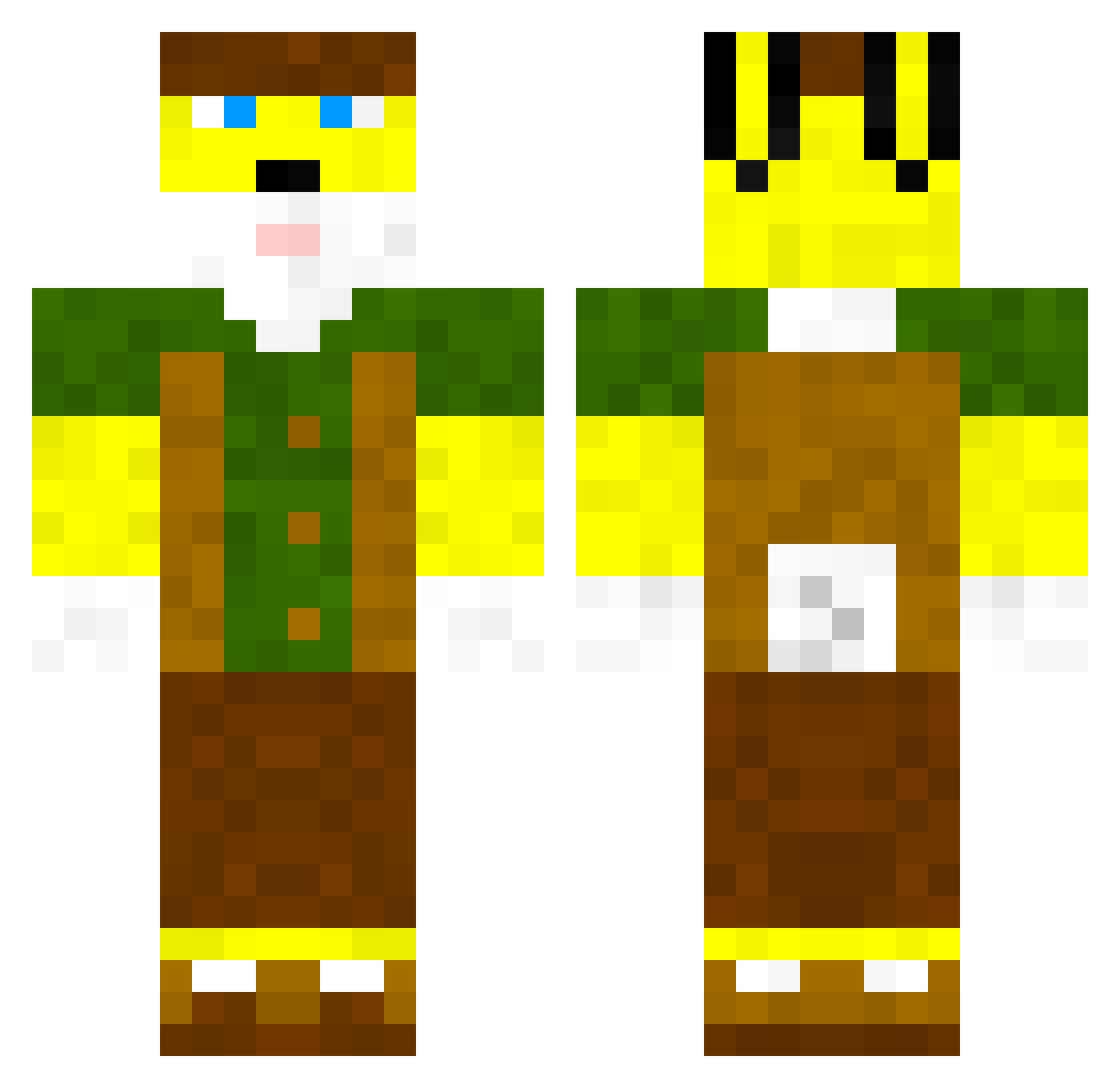 Tobe Minecraft skin, front and back view