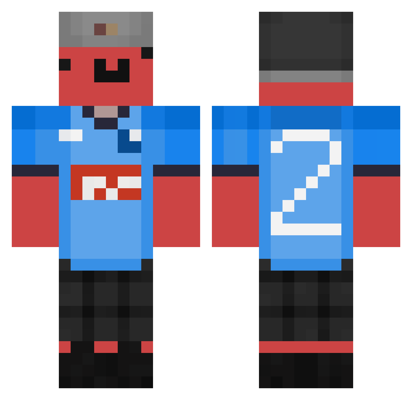 Therealpiadina Minecraft skin, front and back view
