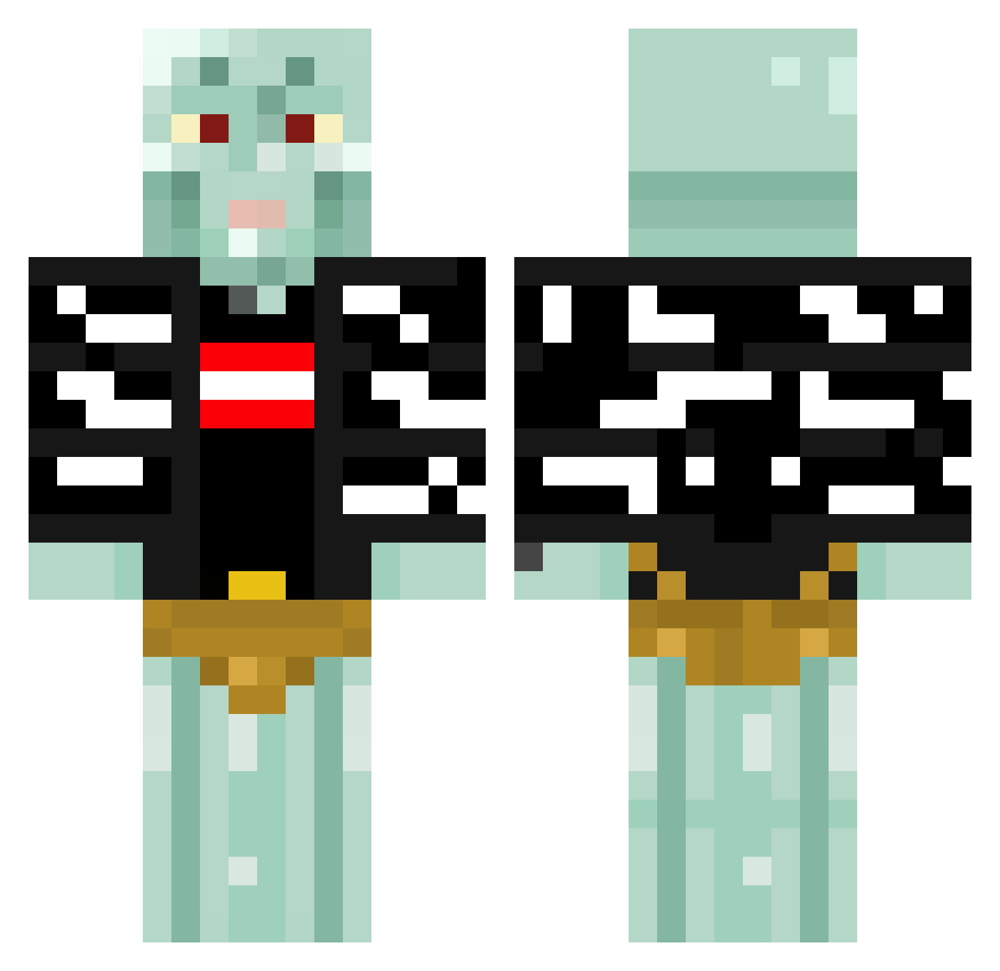 KingSquidwardI Minecraft skin, front and back view