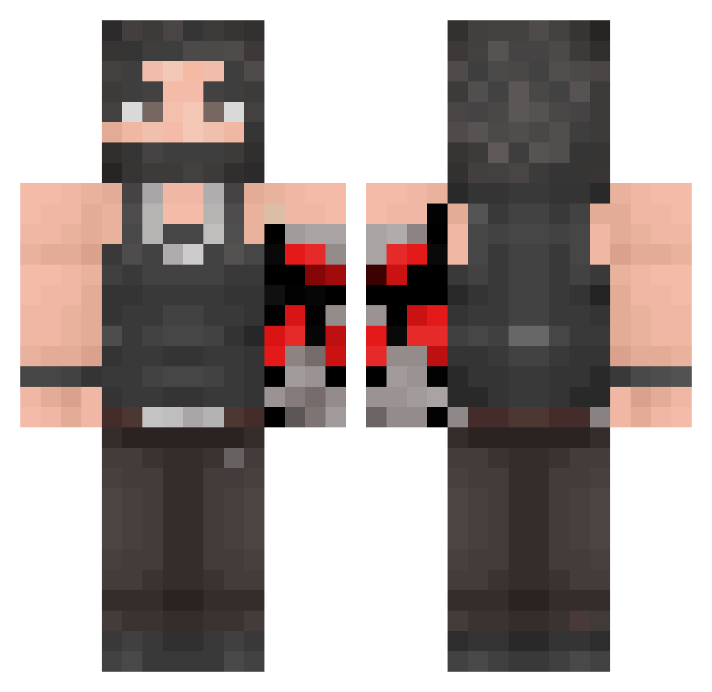 DuberTop Minecraft skin, front and back view