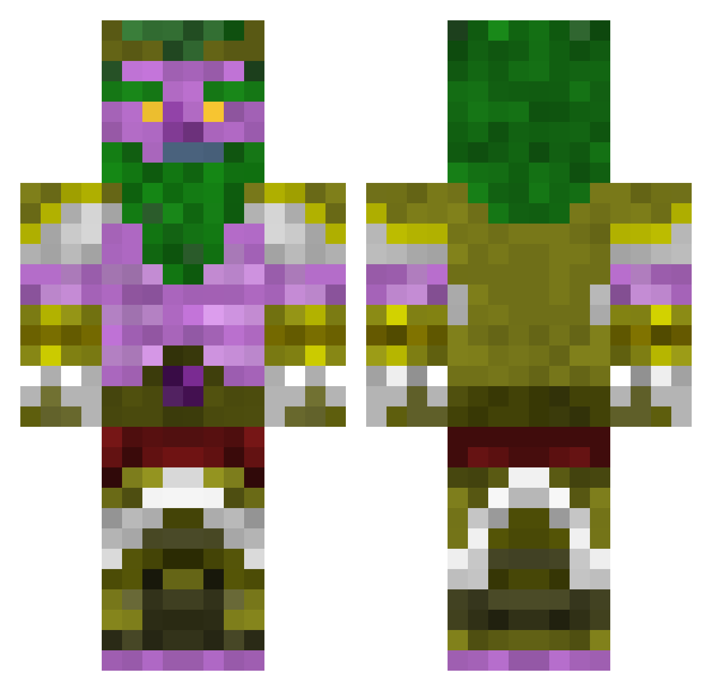 Illusionistic Minecraft skin, front and back view