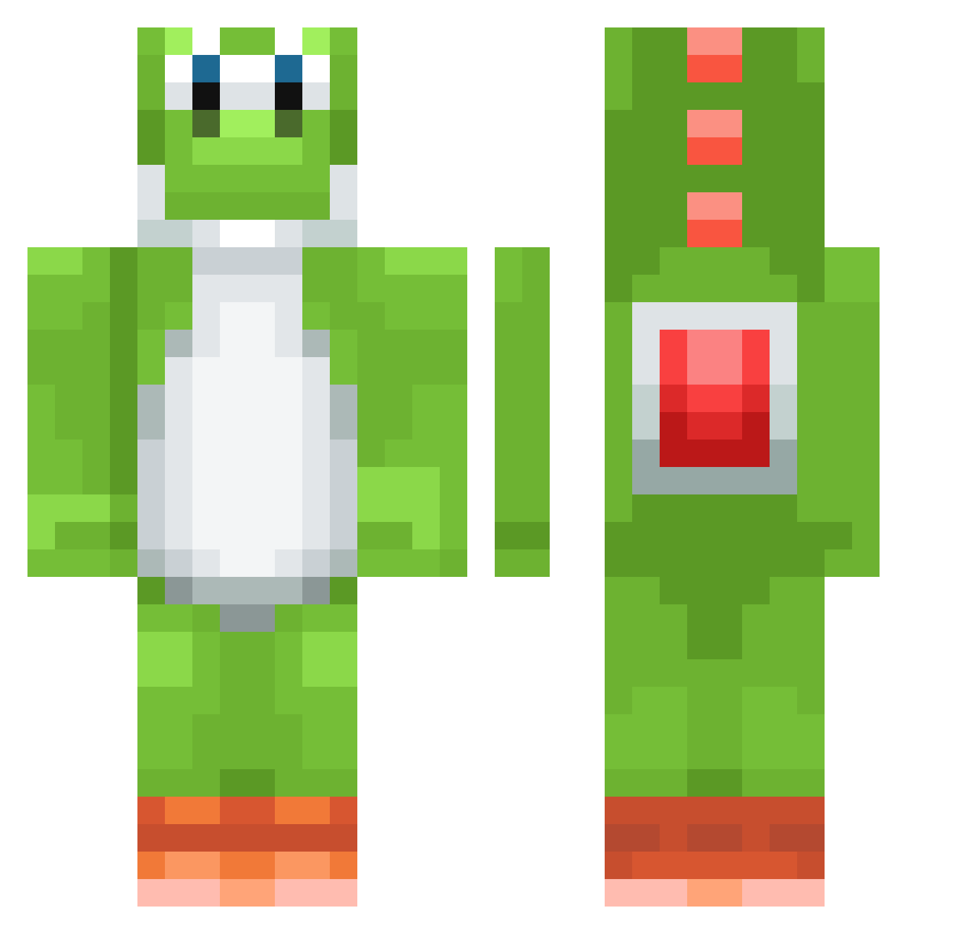 Wshinnosuke Minecraft skin, front and back view
