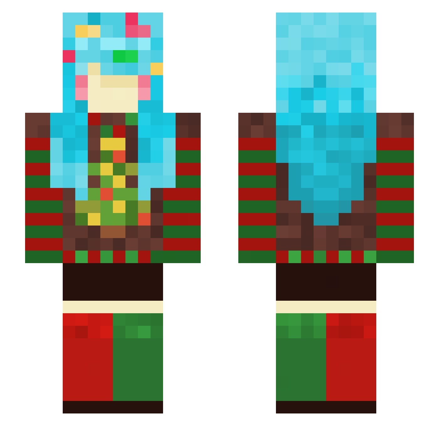 D0ubleRainb0w Minecraft skin, front and back view