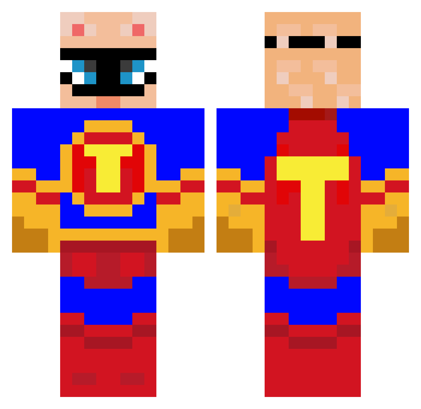 ThaObsidianSword Minecraft skin, front and back view