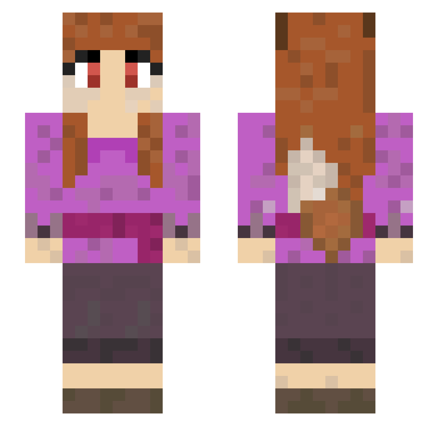 Cadenza Minecraft skin, front and back view