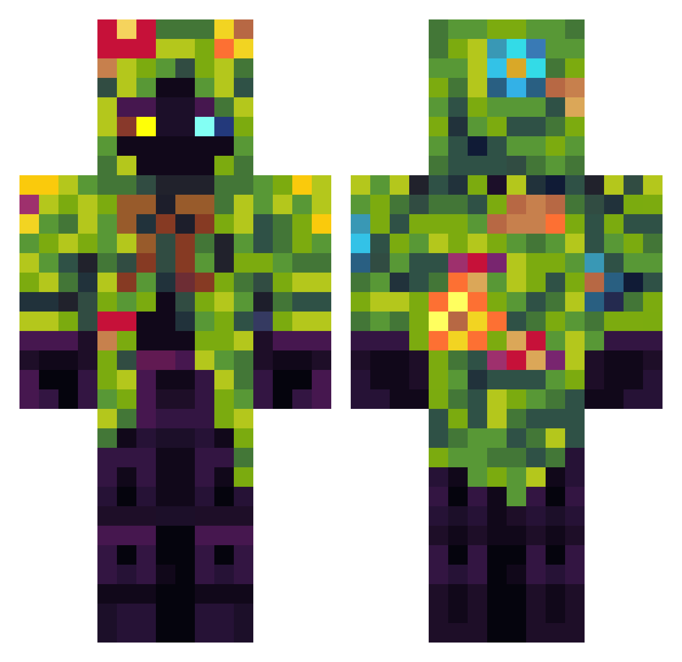 Keymonk Minecraft skin, front and back view