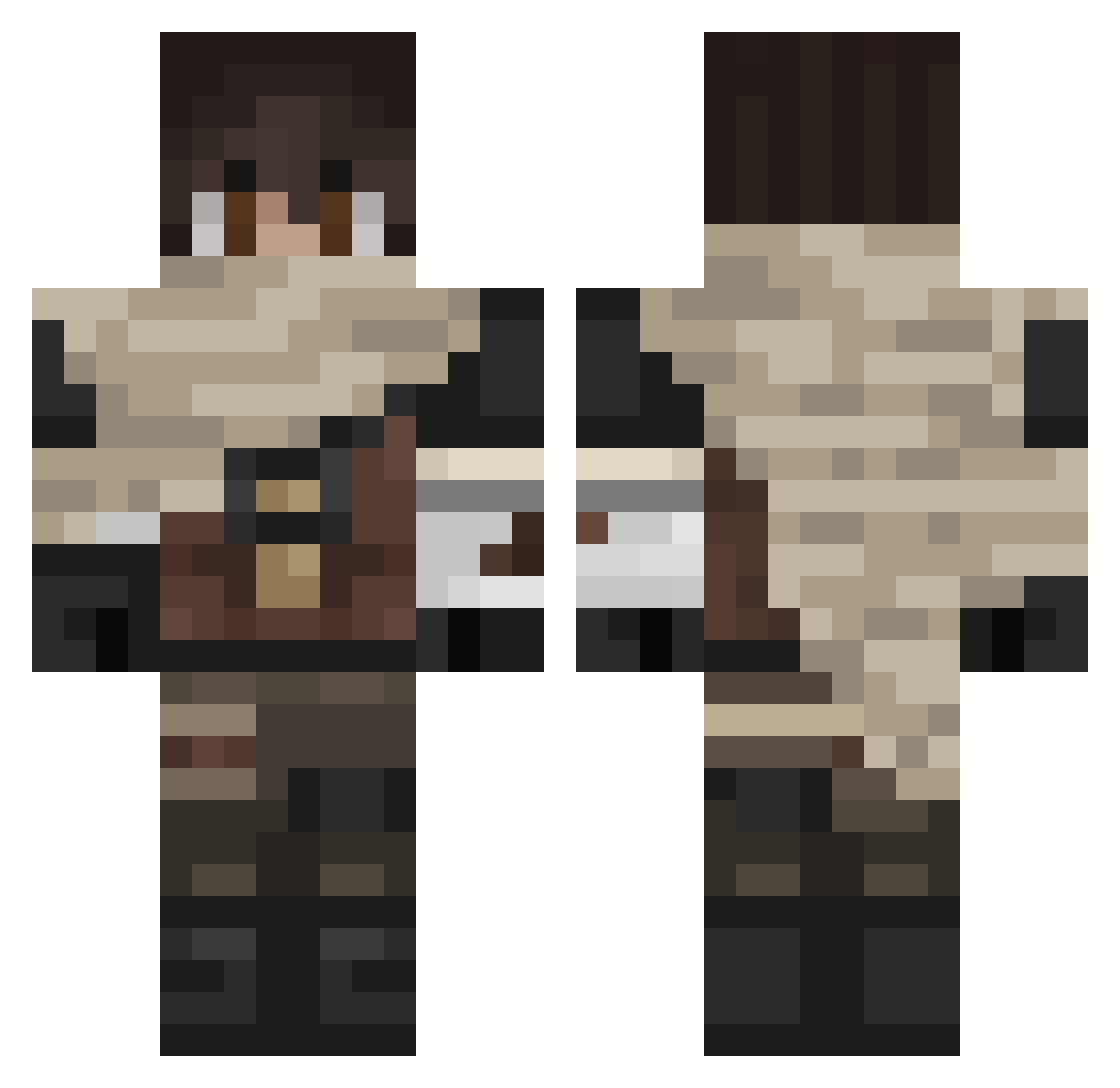 BloodyDevil Minecraft skin, front and back view